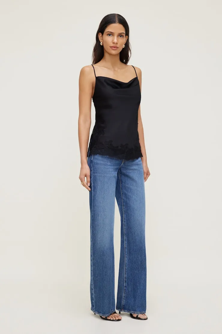 Madi Lace Satin Cami Top - Dynamite - Black - Women Clothing sold by Dynamite product image thumbnail 3