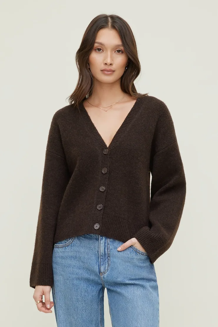 Relaxed V Neck Cardigan - Dynamite - Brown - Women Clothing sold by Dynamite product image thumbnail 4