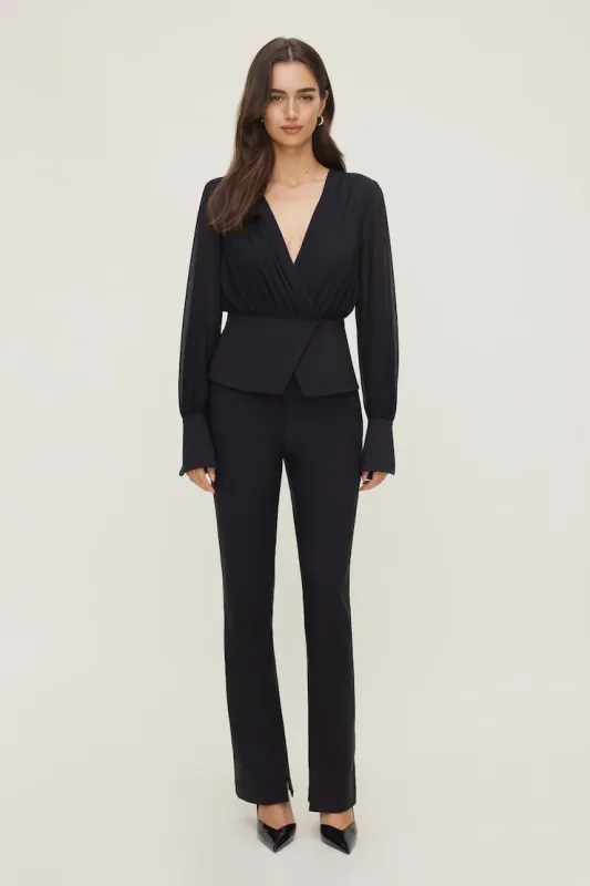 Sheer Wrap Blouse - Dynamite - Black - Women Clothing made by Dynamite