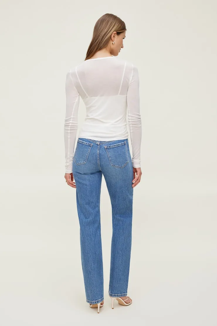 Olivia High Rise Straight Leg Jeans - Dynamite - Blue - Women Clothing sold by Dynamite product image thumbnail 2