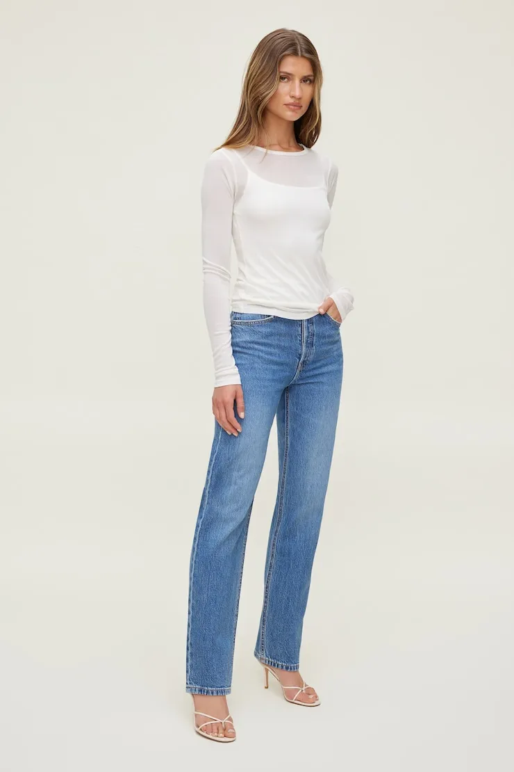 Olivia High Rise Straight Leg Jeans - Dynamite - Blue - Women Clothing sold by Dynamite product image thumbnail 3