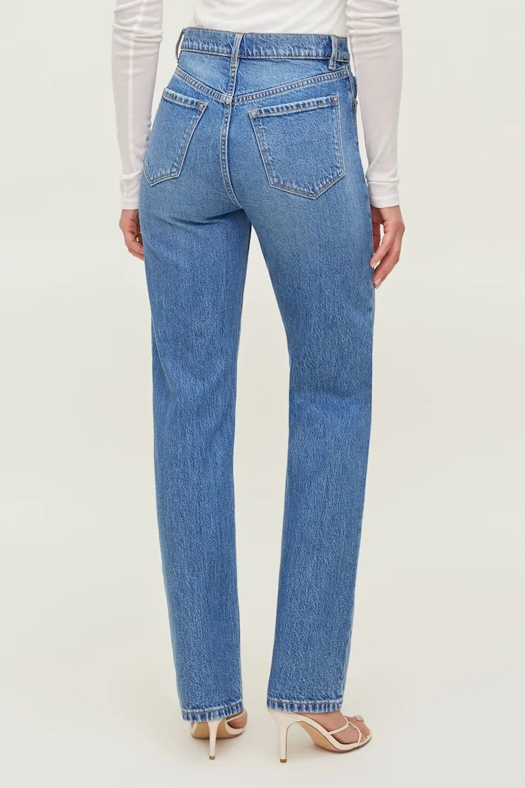 Olivia High Rise Straight Leg Jeans - Dynamite - Blue - Women Clothing sold by Dynamite product image thumbnail 5