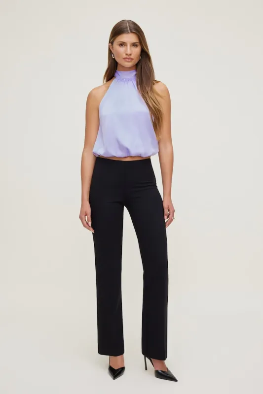 Paloma Bubble Satin Halter Blouse - Dynamite - Purple - Women Clothing made by Dynamite