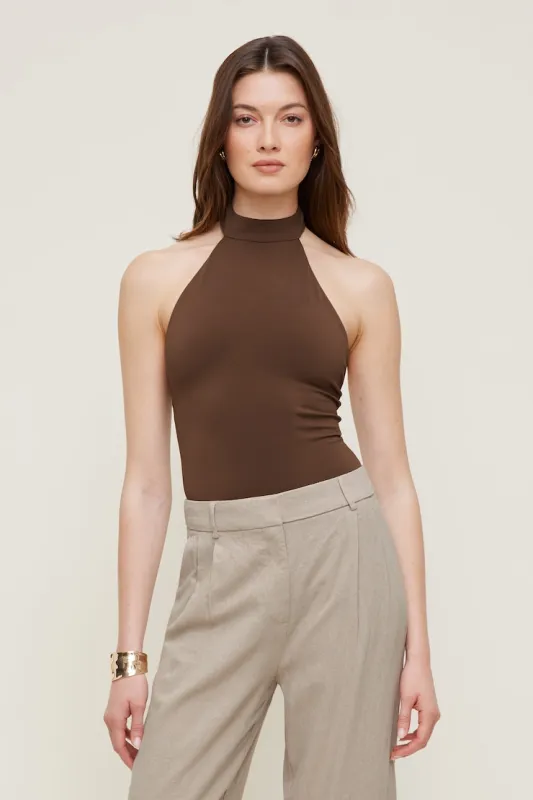 Sculpt Halter Neck Bodysuit - Dynamite - Brown - Women Clothing made by Dynamite