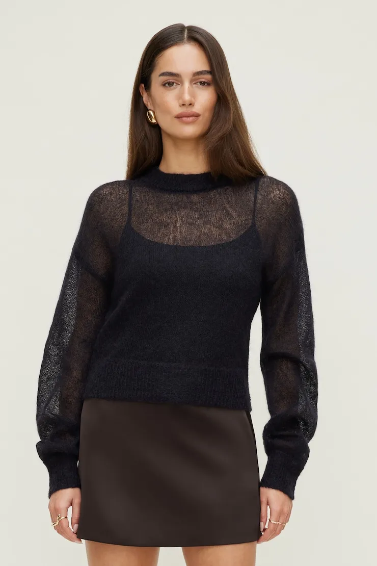 Premium Mohair Balloon Sleeve Sweater - Dynamite - Black - Women Clothing sold by Dynamite product image thumbnail 4