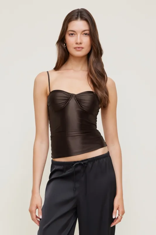 Monet Stretch Satin Top - Dynamite - Brown - Women Clothing made by Dynamite