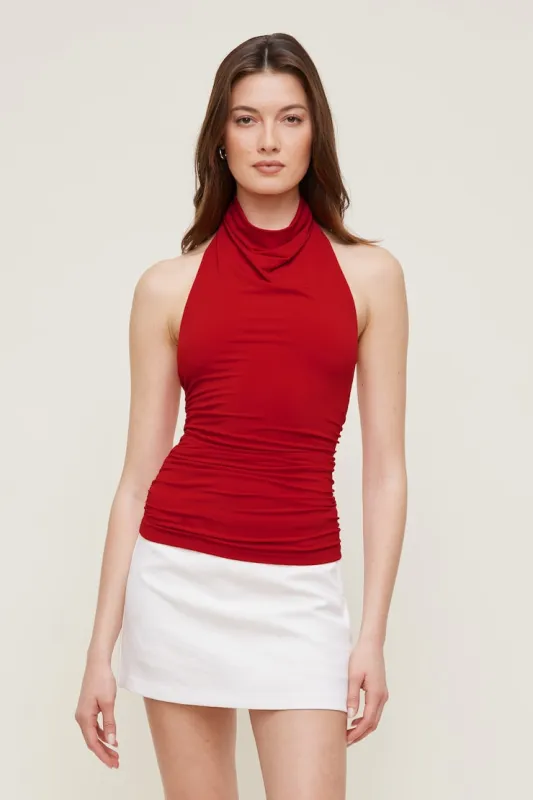 Sculpt Cowl Halter Top - Dynamite - Red - Women Clothing made by Dynamite