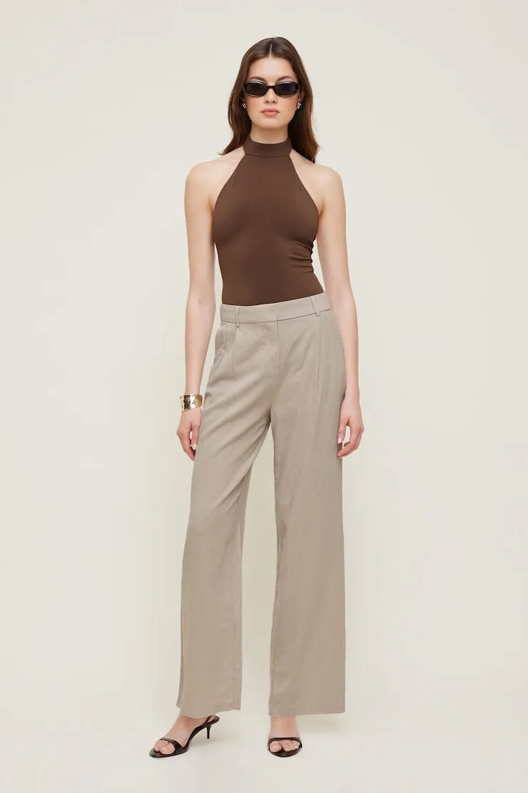 Alex Linen Wide Leg Pants - Dynamite - Beige - Women Clothing sold by Dynamite