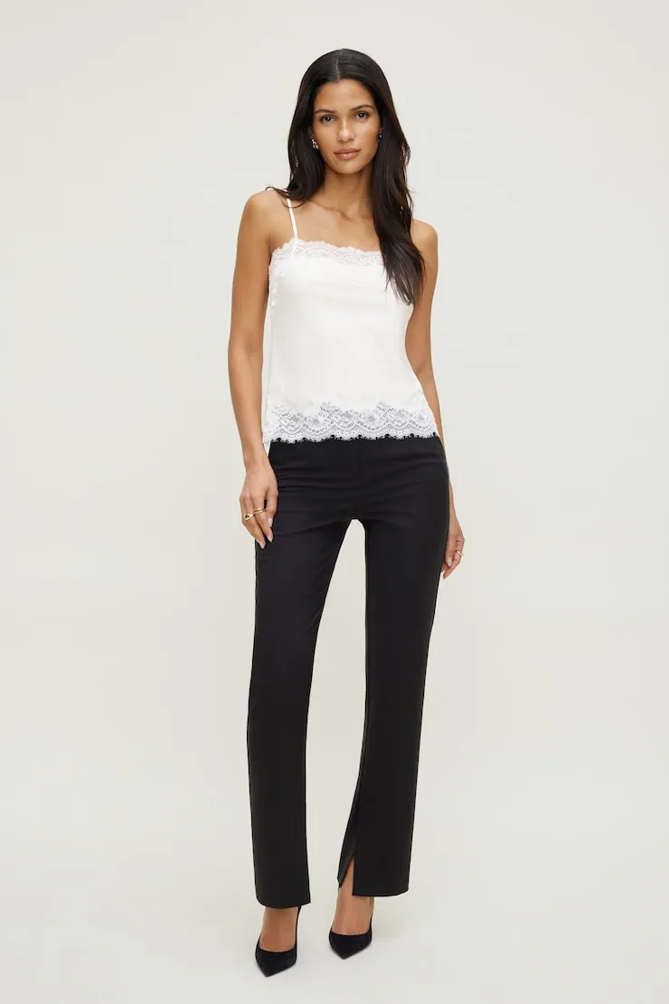 Lace Trim Satin Cami Top - Dynamite - Beige - Women Clothing sold by Dynamite product image thumbnail 3