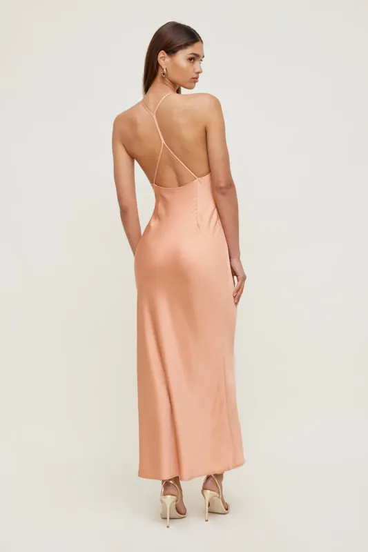 Livia Satin Maxi Dress - Dynamite - Orange - Women Clothing made by Dynamite