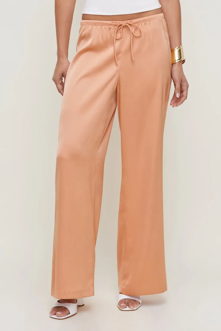 Leo Satin Wide Leg Pants - Dynamite - Orange - Women Clothing sold by Dynamite product image thumbnail 4