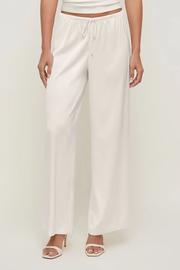 Leo Satin Wide Leg Pants - Dynamite - Beige - Women Clothing sold by Dynamite product image thumbnail 4