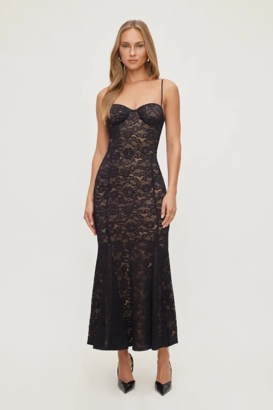 Monet Lace Overlay Maxi Dress - Dynamite - Black - Women Clothing made by Dynamite