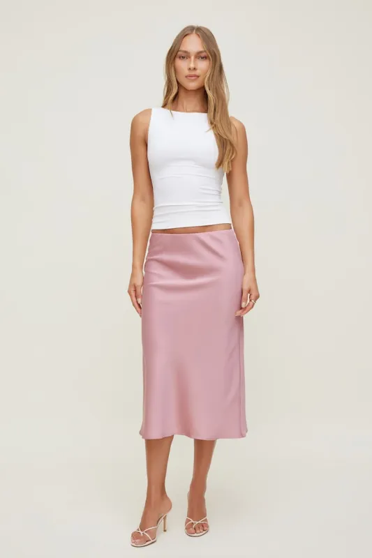 Delila Satin Midi Skirt - Dynamite - Pink - Women Clothing made by Dynamite