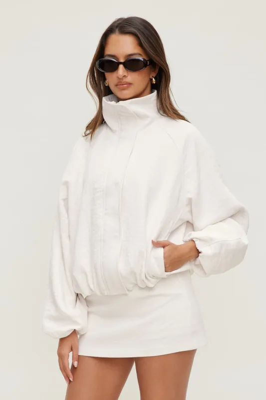High Neck Airflow Anorak - Dynamite - White - Women Clothing made by Dynamite