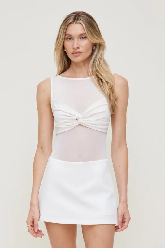 Kai Sheer Mesh Bodysuit - Dynamite - White - Women Clothing made by Dynamite