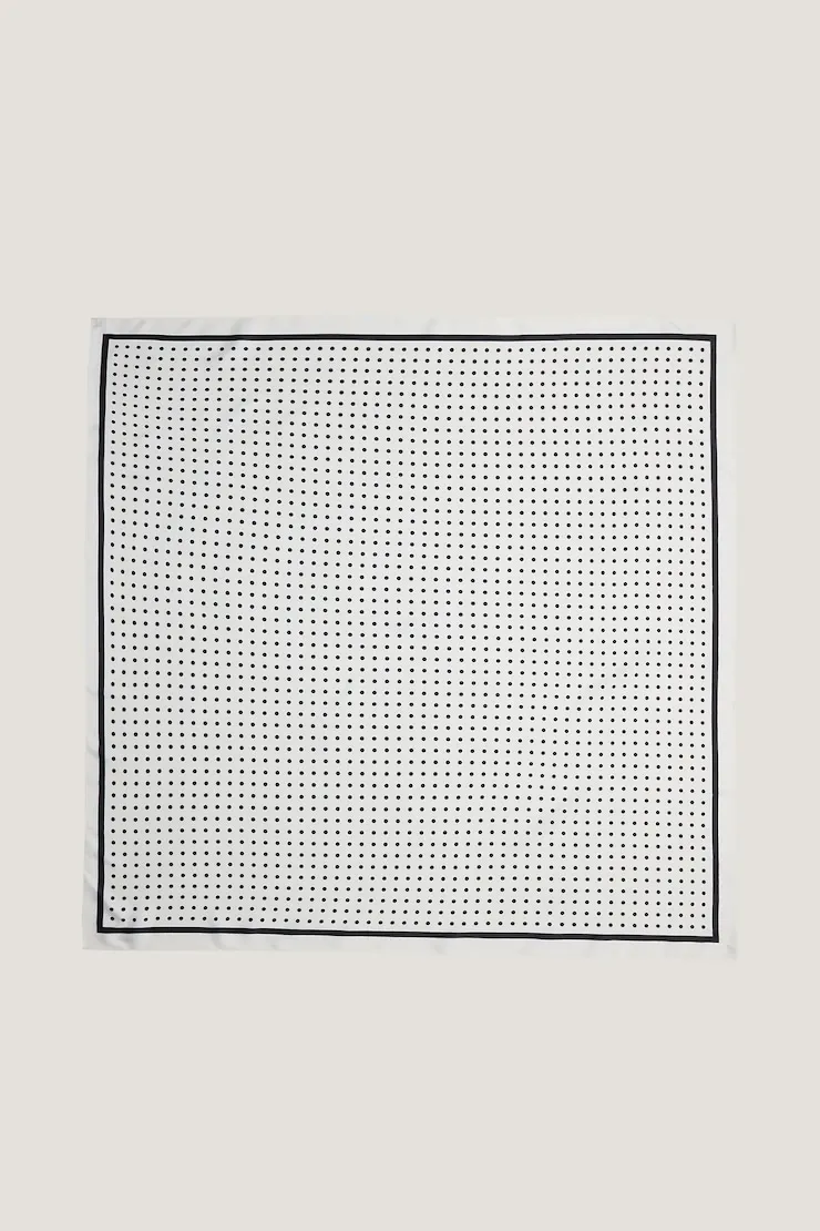 Polka Dot Oversized Square Scarf - Dynamite - White - Women Clothing sold by Dynamite