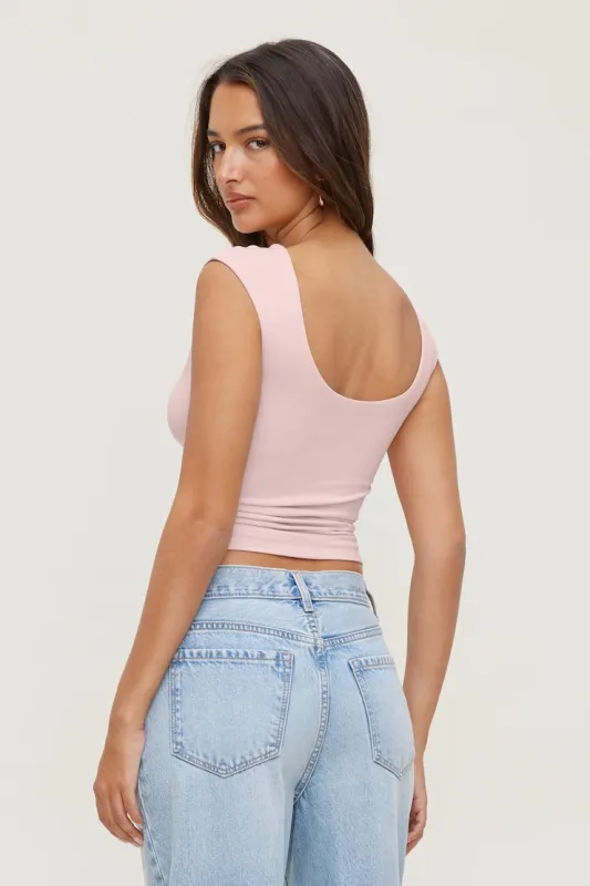 Sculpt Cap Sleeve T Shirt - Dynamite - Pink - Women Clothing made by Dynamite