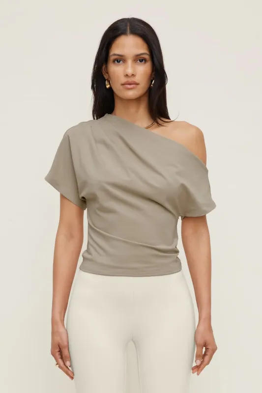 Alexa Cotton Spandex T Shirt - Dynamite - Beige - Women Clothing made by Dynamite