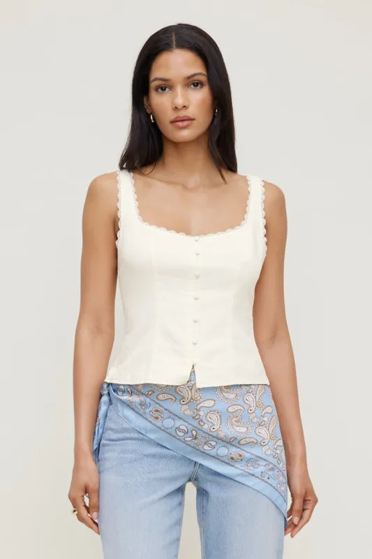 Linen Tank Top - Dynamite - White - Women Clothing made by Dynamite