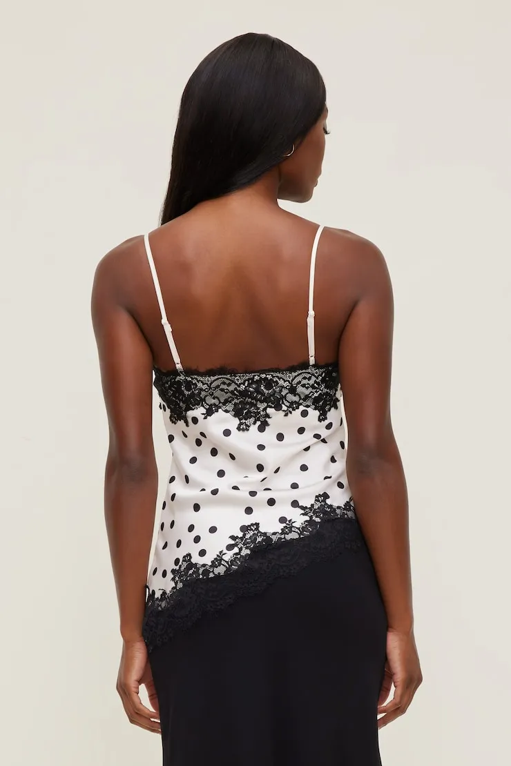 Cassie Asymmetric Lace Satin Cami - Dynamite - Beige - Women Clothing sold by Dynamite product image thumbnail 2
