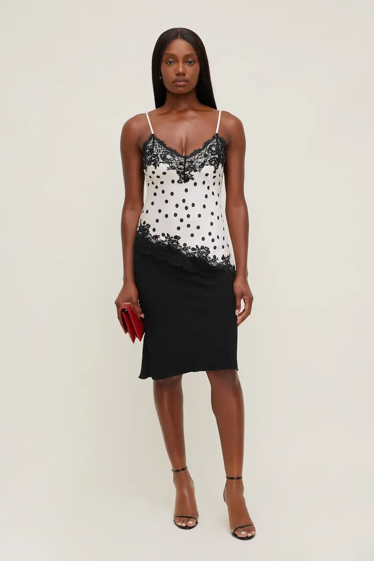 Cassie Asymmetric Lace Satin Cami - Dynamite - Beige - Women Clothing sold by Dynamite product image thumbnail 3