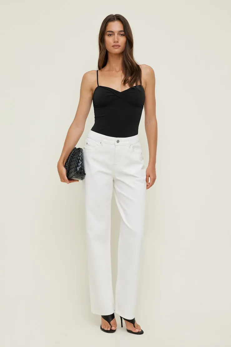 Mika Mid Rise Relaxed Straight Leg Jeans - Dynamite - Beige - Women Clothing sold by Dynamite