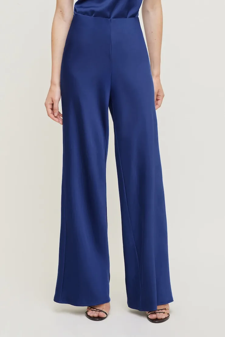Izzy Wide Leg Satin Pants - Dynamite - Blue - Women Clothing sold by Dynamite product image thumbnail 2