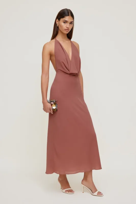 Plunge Cowl Neck Maxi Dress - Dynamite - Pink - Women Clothing made by Dynamite