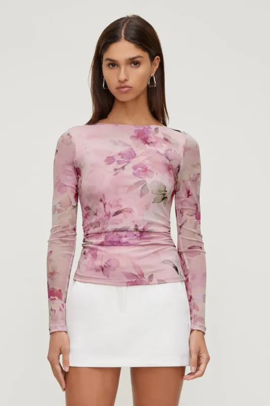Stella Mesh Long Sleeve Top - Dynamite - Pink - Women Clothing made by Dynamite
