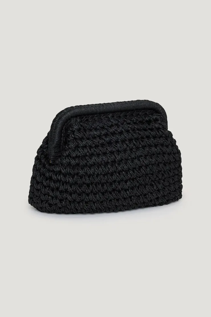 Straw Clutch - Dynamite - Black - Women Clothing sold by Dynamite