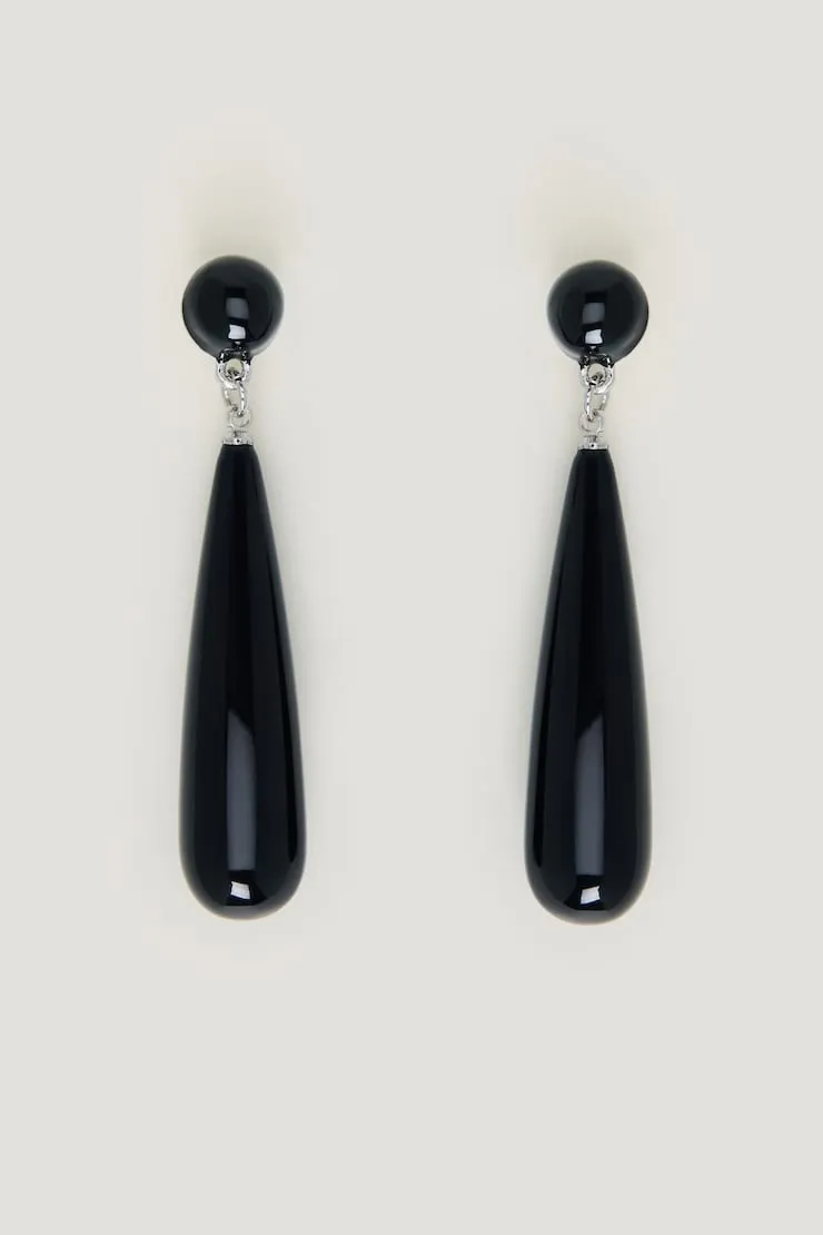 Oblong Drop Earrings - Dynamite - Black - Women Clothing sold by Dynamite