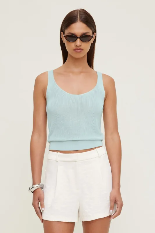 High Shine Sweater Tank Top - Dynamite - Blue - Women Clothing made by Dynamite