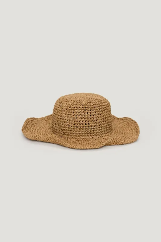 Straw Bucket Hat - Dynamite - Beige - Women Clothing made by Dynamite