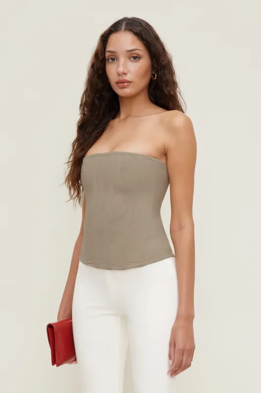 Mesh Corset Top - Dynamite - Beige - Women Clothing made by Dynamite