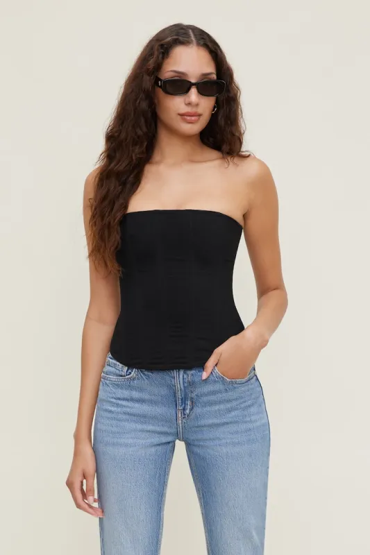 Mesh Corset Top - Dynamite - Black - Women Clothing made by Dynamite