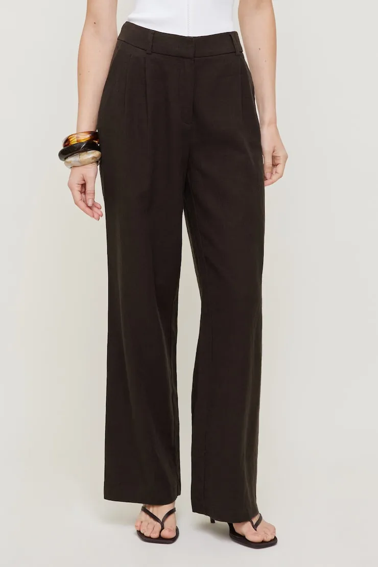 Alex Linen Wide Leg Pants - Dynamite - Brown - Women Clothing sold by Dynamite product image thumbnail 4