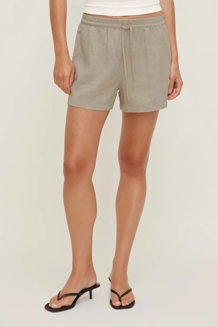 Linen High Rise Shorts - Dynamite - Beige - Women Clothing sold by Dynamite product image thumbnail 2