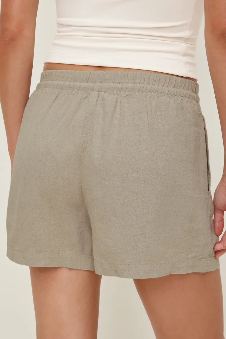 Linen High Rise Shorts - Dynamite - Beige - Women Clothing sold by Dynamite product image thumbnail 4
