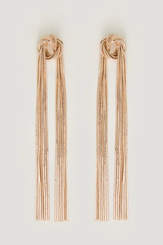 Knotted Fringe Earrings - Dynamite - Yellow - Women Clothing made by Dynamite