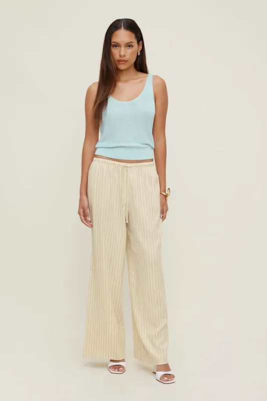Leo Linen Wide Leg Pants - Dynamite - Yellow - Women Clothing made by Dynamite