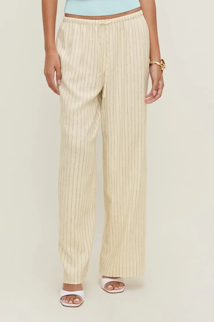 Leo Linen Wide Leg Pants - Dynamite - Yellow - Women Clothing sold by Dynamite product image thumbnail 2
