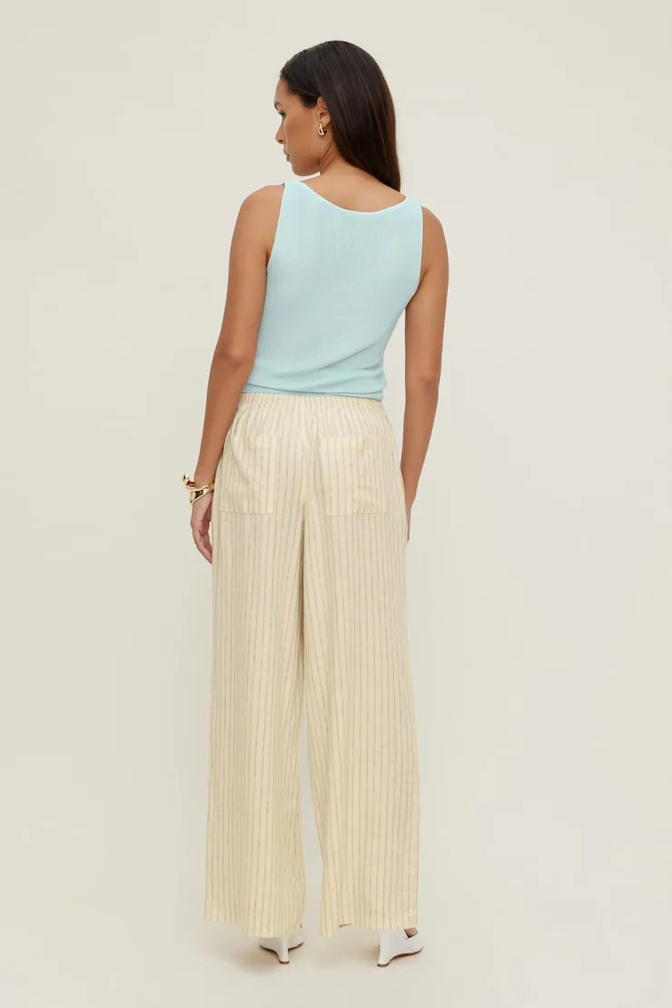 Leo Linen Wide Leg Pants - Dynamite - Yellow - Women Clothing sold by Dynamite product image thumbnail 3