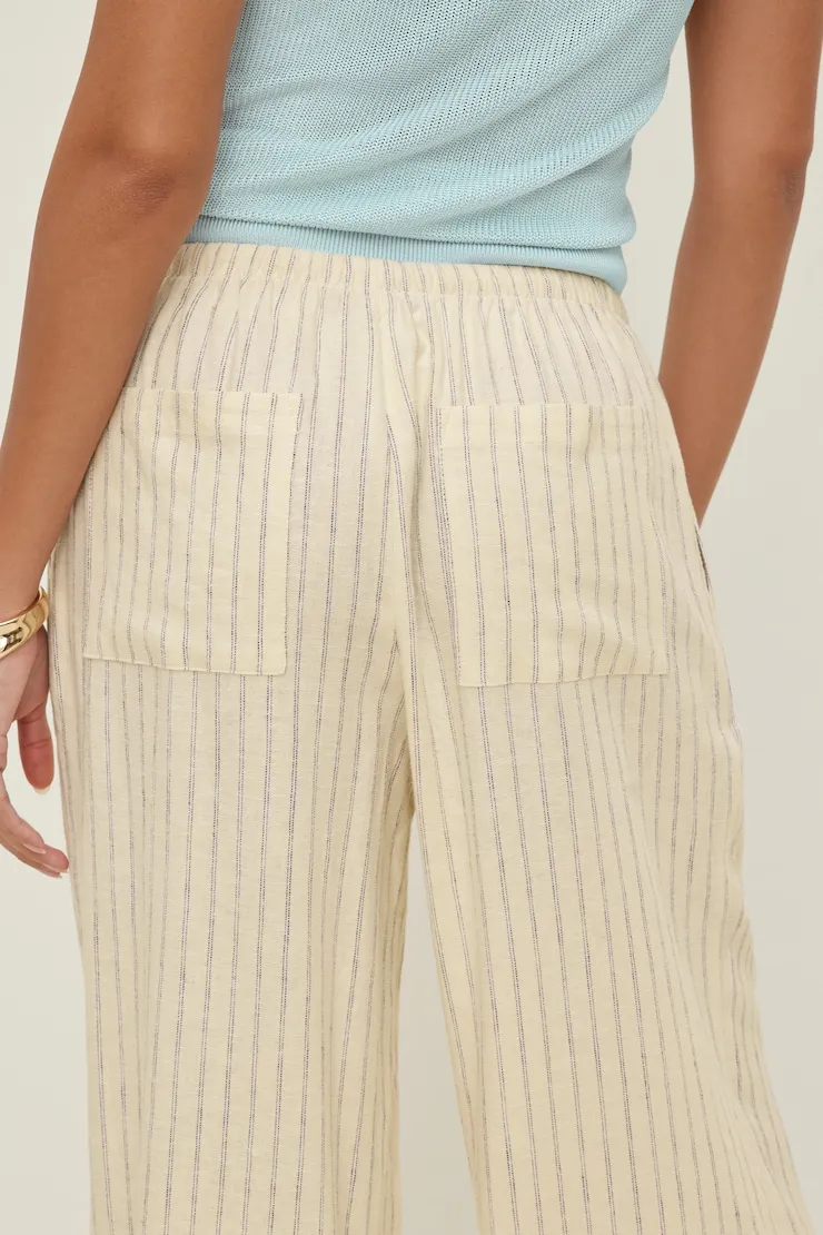 Leo Linen Wide Leg Pants - Dynamite - Yellow - Women Clothing sold by Dynamite product image thumbnail 4