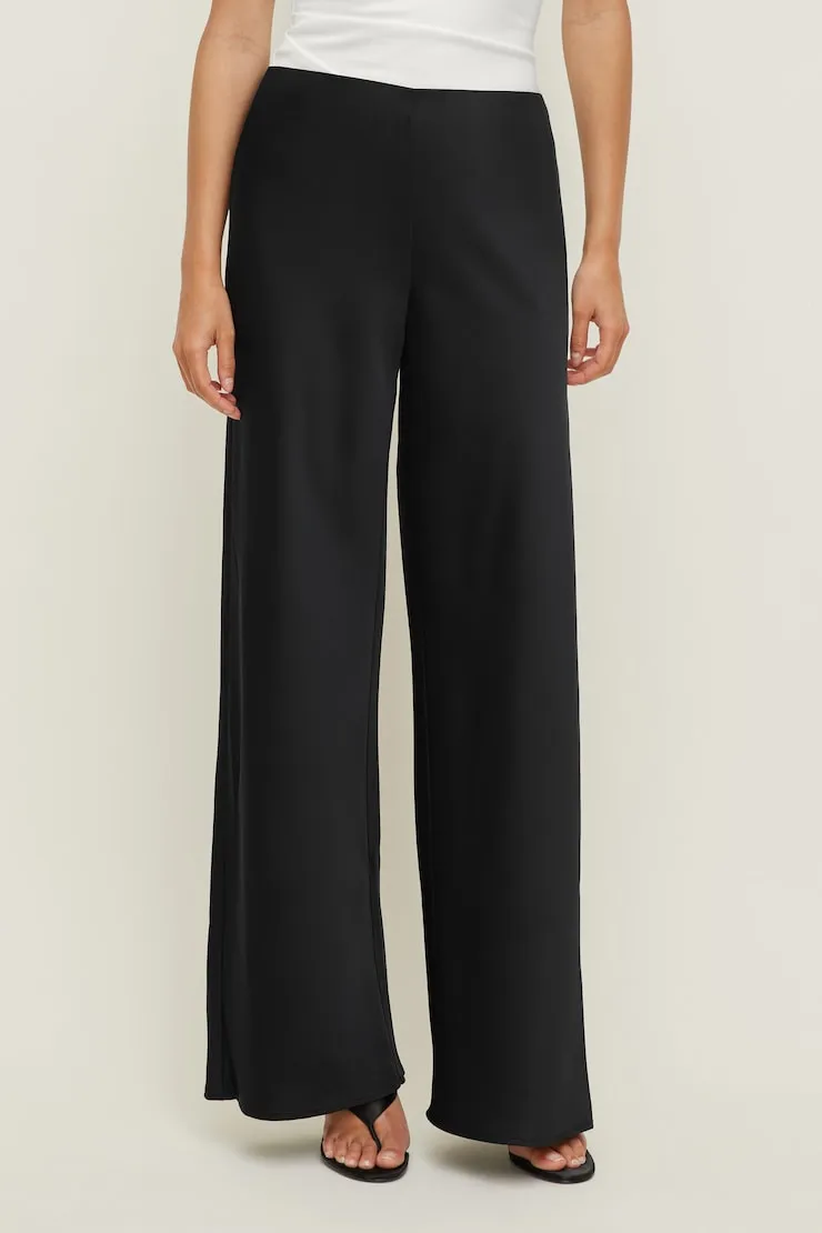 Izzy Wide Leg Satin Pants - Dynamite - Black - Women Clothing sold by Dynamite product image thumbnail 2