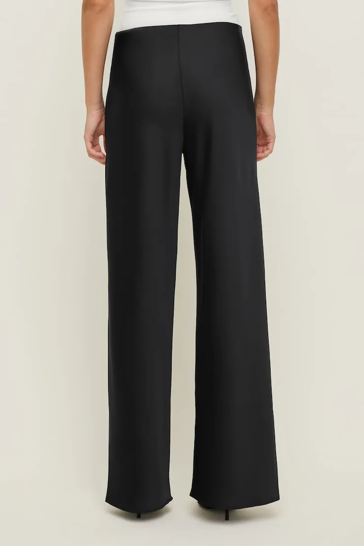 Izzy Wide Leg Satin Pants - Dynamite - Black - Women Clothing sold by Dynamite product image thumbnail 4