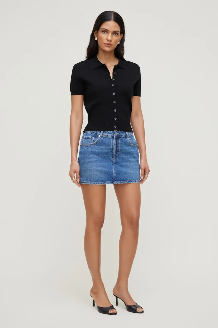 Polo Crewneck Cardigan - Dynamite - Black - Women Clothing sold by Dynamite product image thumbnail 5