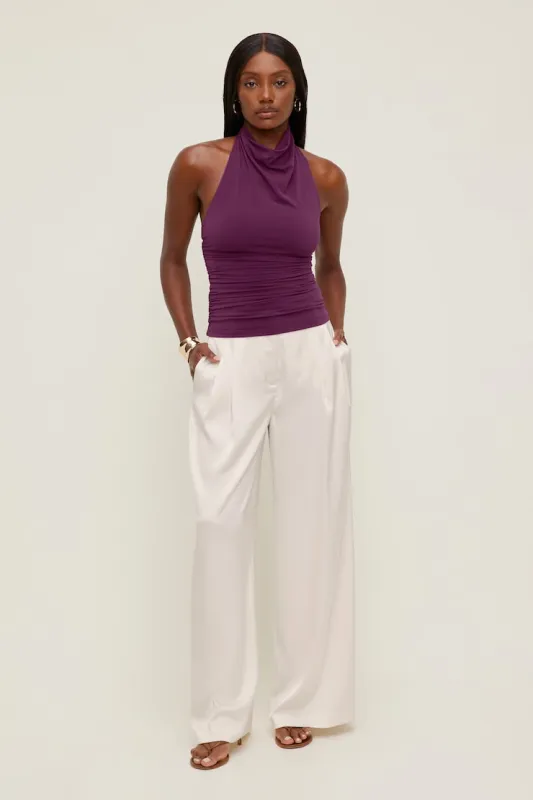 Satin Wide Leg Pants - Dynamite - Beige - Women Clothing made by Dynamite