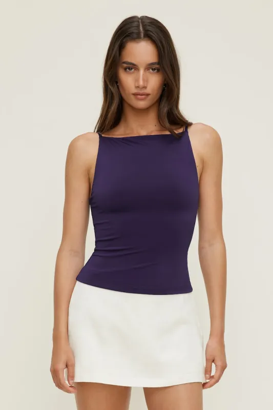 Sculpt Strappy Boat Neck Tank Top - Dynamite - Purple - Women Clothing made by Dynamite