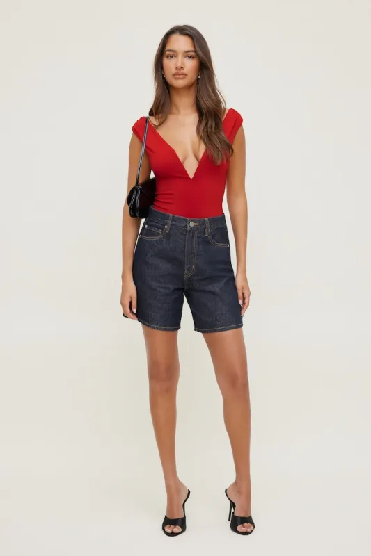 Harper High Rise Jean Shorts - Dynamite - Blue - Women Clothing made by Dynamite